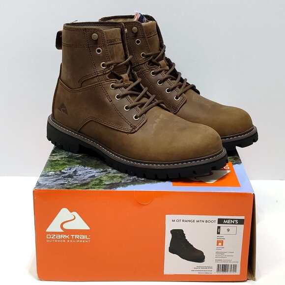 Ozark Trail Range Mountain Leather Boots Men's Size 9 Genuine Leather Upper NIB - Picture 2 of 12